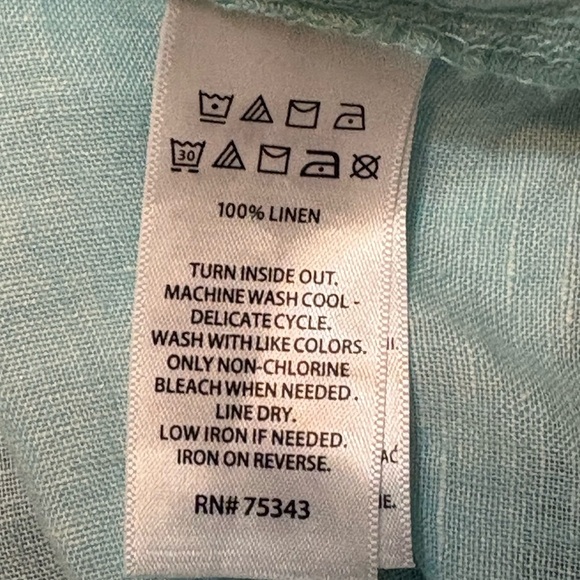 Tahari Sky Blue and White 100% Linen Women's Blouse size M - Picture 4 of 10